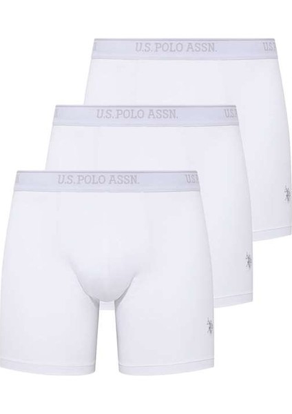 U.S. Polo Assn. Erkek Beyaz 3'lü Uzun Paçalı Boxer 80454Y