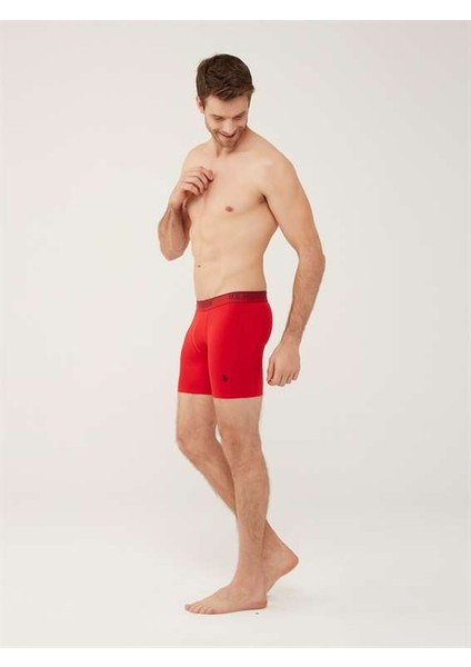 U.S. Polo Assn. Erkek Kırmızı - Gri Melanj - Lacivert 3'lü Uzun Paçalı Boxer 80454Y indirimleri