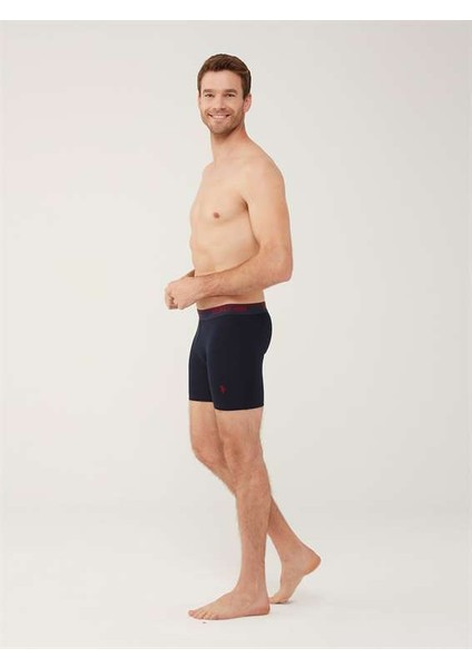 U.S. Polo Assn. Erkek Kırmızı - Gri Melanj - Lacivert 3'lü Uzun Paçalı Boxer 80454Y