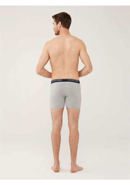U.S. Polo Assn. Erkek Kırmızı - Gri Melanj - Lacivert 3'lü Uzun Paçalı Boxer 80454Y