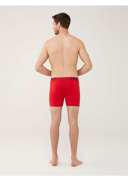 U.S. Polo Assn. Erkek Kırmızı - Gri Melanj - Lacivert 3'lü Uzun Paçalı Boxer 80454Y