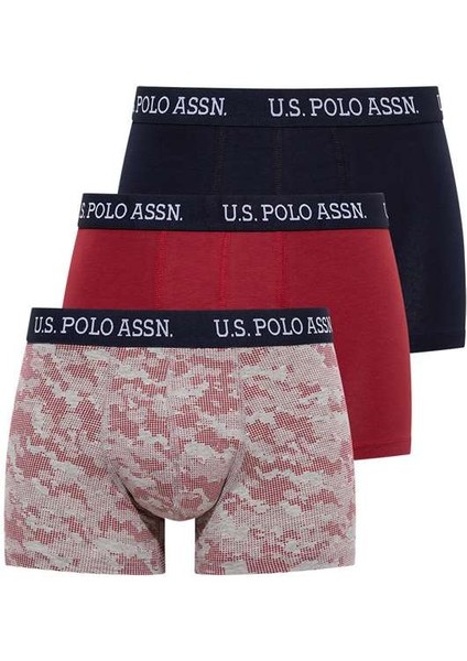 Erkek Lacivert - Baskılı - Bordo 3'lü Boxer 80454