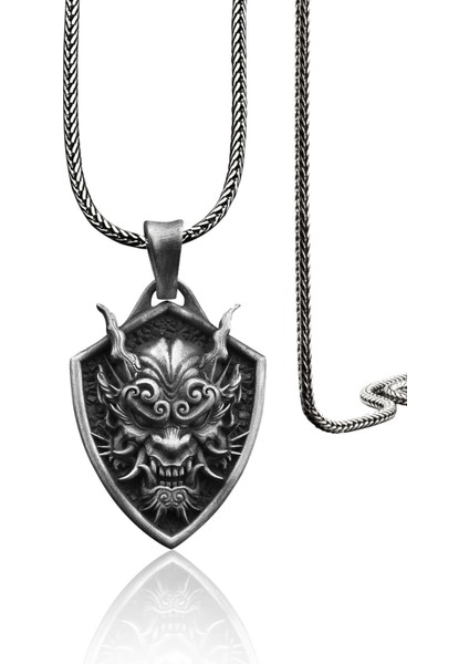 Oni Maskesi Gümüş Kolye