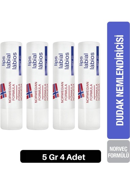 Norveç Formülü Spf 20 Dudak Nemlendiricisi 4 Adet