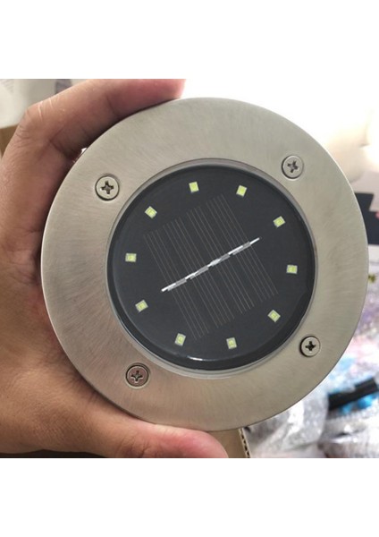 1 Adet 10 LED Güneş Enerjili Gömülü Yer Altı Lambası - Beyaz (Yurt Dışından)