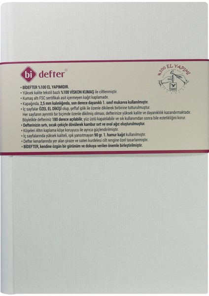 Cizgisiz Defter -Özel El Yapımı, El Dikişi, (Iplik Dikiş) Viskon Kumaş Ciltleme A/4 "benzersiz Ürün" fiyatları