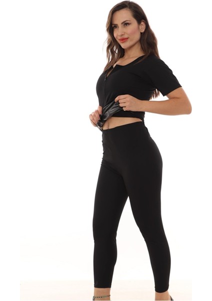 Sweet Sweat Üst ve Tayt Takım Kısa Kollu Fermuarlı Takım