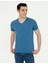 Erkek İndigo Slim Fit V Yaka Basic Tişört 50252211-VR028 1