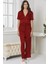 6'lı Kaplı Midi Gecelik Sabahlık Set 6015 Bordo 3