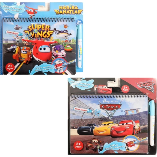 2 Adet Lisanslı Disney Cars & Harika Kanatlar Sihirli Boyama Kitabı