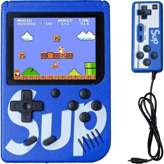 Mi7a Sup Taşınabilir Video Oyun Konsolu 3 400 Oyunlu Mini Atari Gameboy 2 Oyunculu Mavi