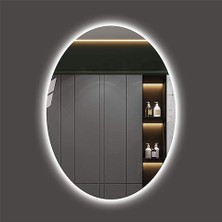 Global Led Mirror 80X100 cm Elips Ledli Ayna Banyo Aynası Dekoratif Ayna Boy Ayna Salon Duvar Ayna