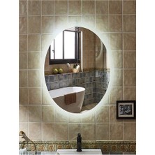 Global Led Mirror 55X75 cm Elips Ledli Ayna Banyo Aynası Dekoratif Ayna Boy Ayna Salon Duvar Ayna