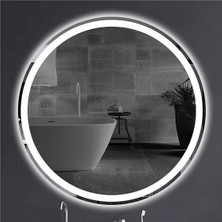 Global Led Mirror 70 cm Kumlamalı Ledli Yuvarlak Ayna Banyo Aynası Dekoratif Ayna Boy Ayna Salon Duvar Ayna