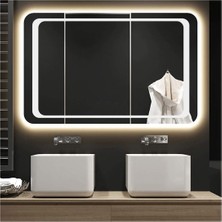 Global Led Mirror 75X105 cm Kumlamalı Ledli Ayna Duvar Salon Banyo Wc Ofis Yatak Odası Boy Ledli Ayna