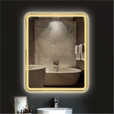 Global Led Mirror 60X70 cm Kumlamalı Ledli Ayna Duvar Salon Banyo Wc Ofis Yatak Odası Boy Ledli Ayna