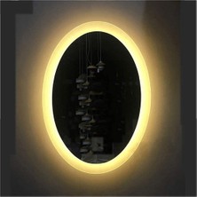 Global Led Mirror 80X100 cm Kumlamalı Elips Ledli Ayna Banyo Aynası Dekoratif Ayna Boy Ayna Salon Duvar Ayna