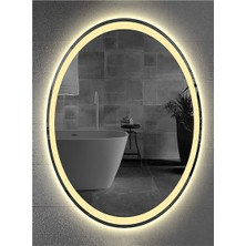 Global Led Mirror 55X75 cm Kumlamalı Elips Ledli Ayna Banyo Aynası Dekoratif Ayna Boy Ayna Salon Duvar Ayna