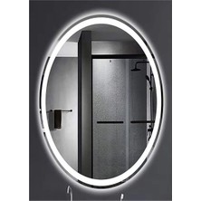 Global Led Mirror 55X75 cm Kumlamalı Elips Ledli Ayna Banyo Aynası Dekoratif Ayna Boy Ayna Salon Duvar Ayna