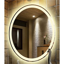Global Led Mirror 40X60 cm Kumlamalı Elips Ledli Ayna Banyo Aynası Dekoratif Ayna Boy Ayna Salon Duvar Ayna
