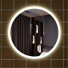Global Led Mirror 85 cm Kumlamalı Yuvarlak Ledli Ayna Banyo Aynası Dekoratif Ayna Boy Ayna Salon Duvar Ayna