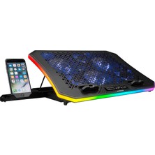 Rampage AD-RC34 Metafor Rgb 6 Fanlı Telefon Tutuculu Rgb Işıklı 15-17 Notebook Soğutucu Stand