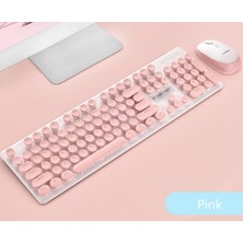 JunChang Wireless Punk Mekanik El Klavye Mouse Seti - Pembe (Yurt Dışından)