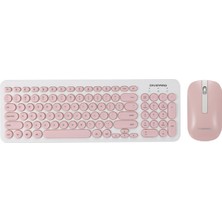 JunChang Retro Silent Keyboard 2.4g Kablosuz Klavye ve Mouse Seti - Mavi (Yurt Dışından)