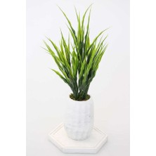 Yapay Çiçek Deposu Tepsili Mini Beton Vazoda Yeşillik Tanzimi 33CM
