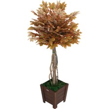 Yapay Çiçek Deposu Yapay Bodur Çınar Ağacı 110 cm Kahve-Sarı

