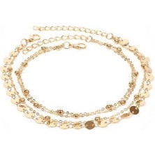 X-lady Accessories Beach Minik Pullu Toplu Zincir Halhal 4'lü Gold