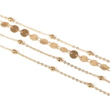 X-lady Accessories Beach Minik Pullu Toplu Zincir Halhal 4'lü Gold