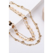 X-lady Accessories Beach Minik Pullu Toplu Zincir Halhal 4'lü Gold