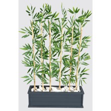 Yapay Çiçek Deposu Islak Yapraklı 6 Çubuklu Gri Saksıda Bambu Seperatör (20X70X120CM)