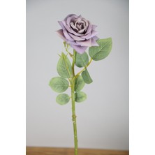 Yapay Çiçek Deposu Lila Gül Dalı 43 cm Gerçekçi Görünüm ile Ev Dekorasyonu İçin