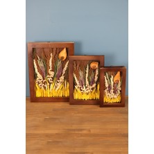 Yapay Çiçek Deposu Dekoratif Çiçekli Çerçeve Tablo 3lü Set KOD:117
