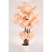 Yapay Çiçek Deposu Beton Saksıda Yapay Bahar Dalı Ağacı 105 cm Somon
