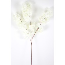 Yapay Çiçek Deposu Yapay Kaliteli Kabarık Bahar Dalı 95 cm Beyaz