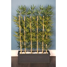 Yapay Çiçek Deposu 1. Sınıf Kumaş Yapraklı 6 Çubuklu Gri Saksıda Bambu Seperatör (20X70X120CM)
