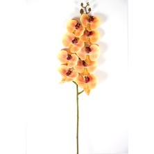 Yapay Çiçek Deposu Yapay Islak Dokulu Premium Orkide Çiçeği 97 cm Kavuniçi
