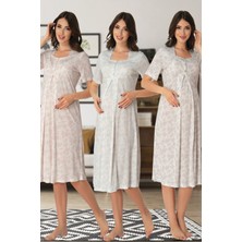 Effort Kısa Kol Desenli Lohusa Gecelik Effort 8013