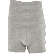 Bluence Erkek Pamuklu Likralı Esnek Gri Boxer 4 Adet