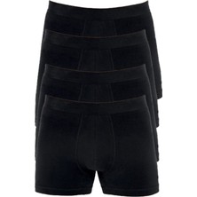 Bluence Erkek Pamuklu Likralı Esnek Siyah Boxer 4 Adet