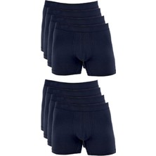 Bluence Erkek Pamuklu Likralı Esnek Lacivert Boxer 8 Adet