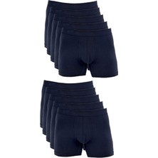 Bluence Erkek Pamuklu Likralı Esnek Lacivert Boxer 10 Adet