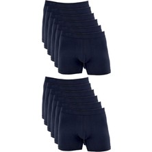 Bluence Erkek Pamuklu Likralı Esnek Lacivert Boxer 12 Adet