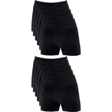 Bluence Erkek Pamuklu Likralı Esnek Siyah Boxer 12 Adet