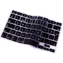 Arabulalaca Macbook Air 13.3 inç A1466 A1369 Türkçe  Q Silikon Klavye Koruyucu - Siyah