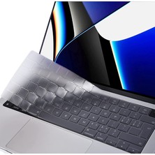 Arabulalaca Macbook Pro 16 inç 2021 A2485 M1 İşlemcili Türkçe Q Silikon Klavye Koruyucu Şeffaf