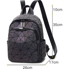 Lanbo Kadın Işık Sırt Çantası Moda Geometrik Elmas Seyahat Omuz Çantası Katlanır Öğrenci Okul Shine Backpack (Yurt Dışından)